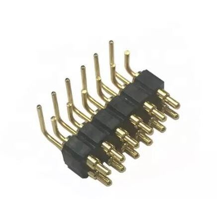 Tembaga spring probe kanan sudut Pogo Pin konektor magnetik 1 sampai 4 pin