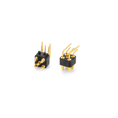 1 Amp PA66 Sudut Kanan Pogo Pin Spring Loaded Konektor Untuk Peralatan Pengisian